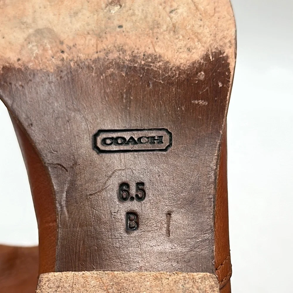 Coach Natalie‎ Sz 6 1/2 Cognac Brown Leather Riding Boots